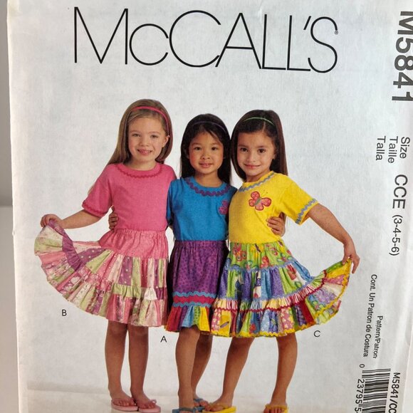 McCalls M5841 Girls Pull On Tiered Skirt Appliques Pattern Size CCE 3 -6 UNCUT - Picture 2 of 7
